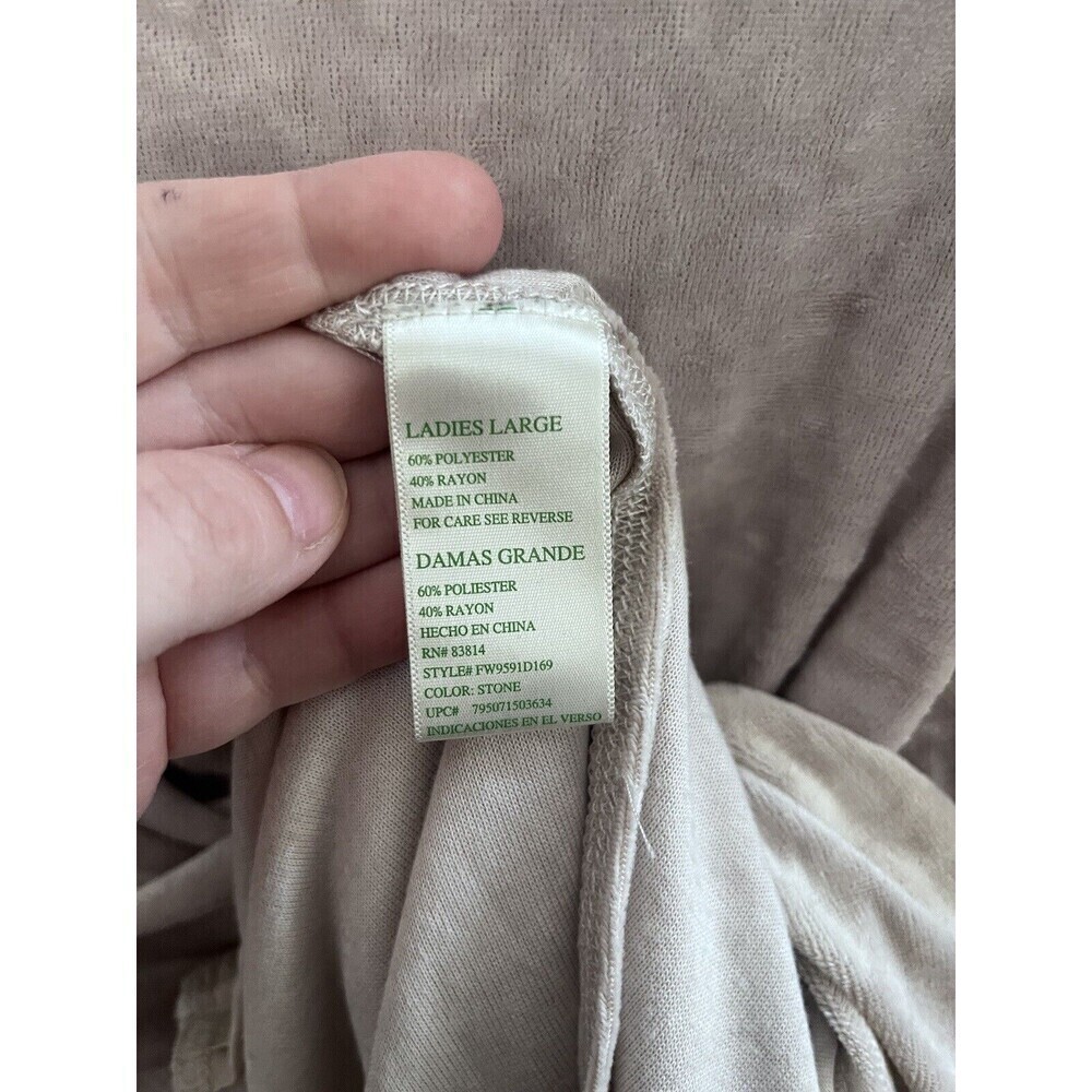Greens tea Womens Crushed Velvet Taupe Large - Picture 5 of 7